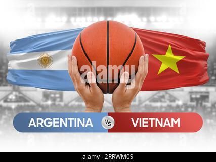 Argentinien gegen Vietnam nationale Basketballmannschaften Basketballspiel Wettbewerb Cup Concept Image Stockfoto