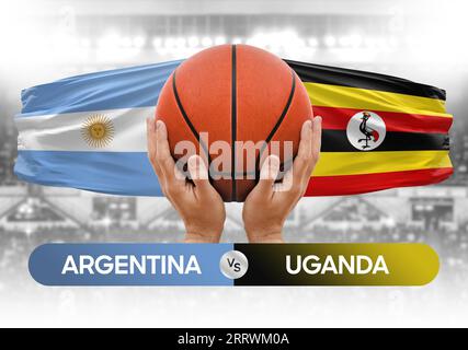 Argentinien gegen Uganda Basketball-Nationalmannschaften Basketballspiel Wettbewerb Cup Konzept Bild Stockfoto