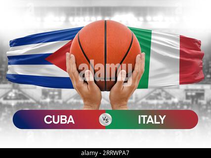 Kuba gegen Italien Basketball-Nationalmannschaften Basketballspiel Wettbewerb Cup Concept Image Stockfoto