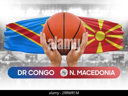 Dr Congo vs Nordmazedonien Basketball Nationalmannschaften Basketballspiel Wettbewerb Cup Konzept Bild Stockfoto