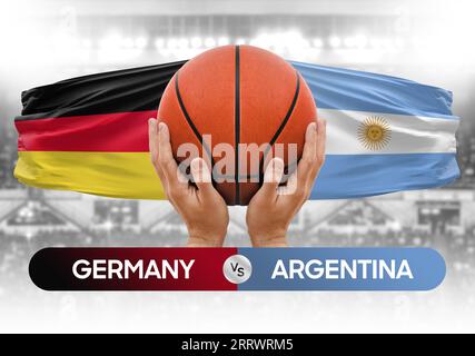 Deutschland gegen Argentinien Basketball-Nationalmannschaften Basketballspiel Wettbewerb Cup Concept Image Stockfoto