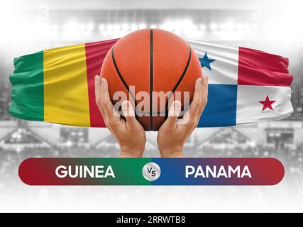 Guineas gegen Panamas Basketball-Nationalmannschaften Basketballspiel Wettkampf Cup Concept Image Stockfoto