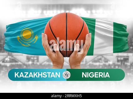 Kasachstan gegen Nigeria Basketball-Nationalmannschaften Basketballspiel Wettbewerb Cup Konzept Bild Stockfoto