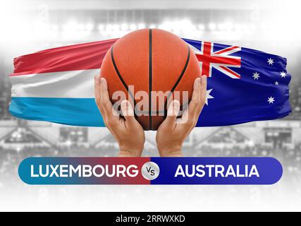 Luxemburg gegen Australien Basketball-Nationalmannschaften Basketballspiel Wettbewerb Cup Concept Image Stockfoto