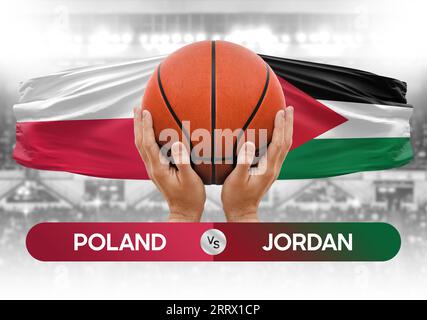 Polen gegen Jordanien Basketball-Nationalmannschaften Basketballspiel Wettbewerb Cup Konzept Bild Stockfoto