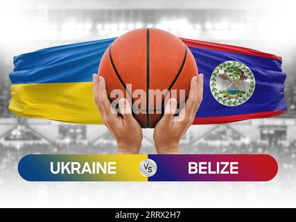 Ukraine vs Belize nationale Basketballmannschaften Basketballspiel Wettbewerb Cup Concept Image Stockfoto