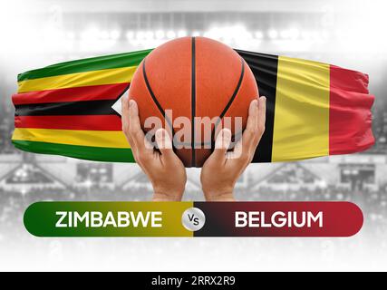 Zimbabwe vs Belgien nationale Basketballmannschaften Basketballspiel Wettbewerb Cup Concept Image Stockfoto