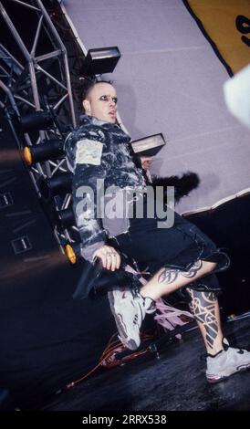 The Prodigy trat 1996 beim T-in-the Park Festival auf Stockfoto