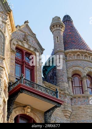 Vertikal: Detail des Bishop's Palace, Galveston Island, Texas. Stockfoto