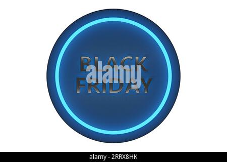 Schwarzes Werbeplakat am Freitag isoliert auf weißem Hintergrund. 3D-Abbildung. Stockfoto