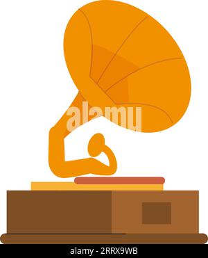 Gramophon-Symbol. Vintage-Musik-Vinyl-Plattenspieler isoliert auf weißem Hintergrund Stock Vektor