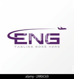 Logo-Design-Grafik-Konzept kreative abstrakte Premium-Vektor-Vorzeichen Anfangsbuchstabe eng Schriftart mit Flugzeug fliegende Monogramm Typografie Luftfahrt Stock Vektor