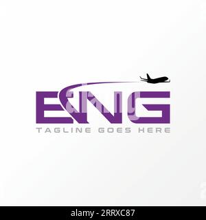 Logo-Design-Grafik-Konzept kreative abstrakte Premium-Vektor-Stock-Zeichen Anfangsbuchstabe eng Schriftart mit Flugzeug fliegende Typografie Monogramm Luftfahrt Stock Vektor