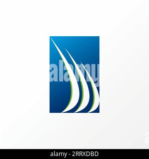 Logo-Design Grafikkonzept kreative abstrakte Premium-Vektor-Vorzeichenstock einfache einzigartige Kunst 3 Swoosh auf Rechteck Block bezogen Laden Handelsgeschäft Stock Vektor