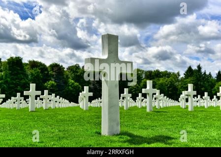 Luxemburgs amerikanischer Friedhof in Hamm, Luxemburg. Die letzte Ruhestätte von General Patton und mehr als 5.000 amerikanischen Soldaten. Stockfoto