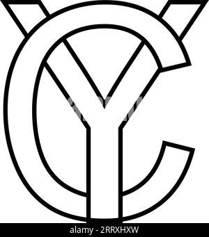 Logo Zeichen yc cy Symbol Zeichen Zeilensprungbuchstaben c y Stock Vektor