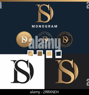 Luxus SD oder DS Initial Monogramm Text Letter Logo-Design Stock Vektor