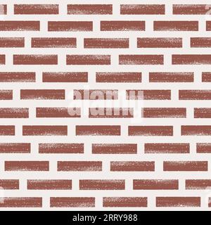 Auffällige Linie rote alte Ziegelwand nahtloses Muster. Moderner abstrakter Grunge-Hintergrund. Stock Vektor
