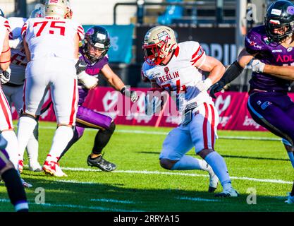 Frankfurt, Deutschland. September 2023. ELF/Playoff Game : Berlin Thunder in Frankfurt Galaxy am 09. September 2023, in der PSD Bank Arena, Frankfurt am Main, Berlin Thunder /# 24 Tim Schulz Credit: Frank Baumert/Alamy Live News Stockfoto