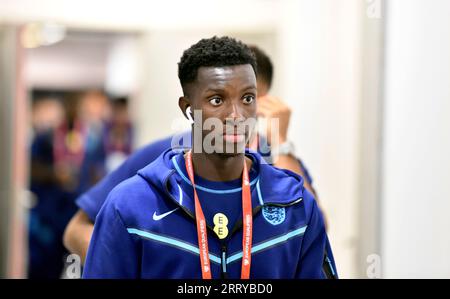 Breslau, Polen. September 2023. WROCLAW, POLEN - 9. SEPTEMBER 2023 - Mittelfeldspieler Jude Bellingham aus England trifft in der Tarczynski Arena vor der Qualifikationsrunde zur UEFA EURO 2024 am 5. Spieltag der Gruppe C gegen die Ukraine in Wroclaw, Polen ein. Quelle: Ukrinform/Alamy Live News Stockfoto