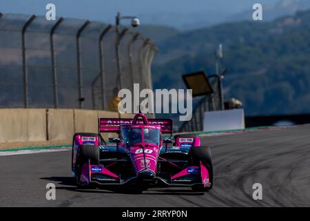 Monterey, KALIFORNIEN, USA. September 2023. Der INDYCAR-Fahrer LINUS LUNDQVIST (R) (60) aus Stockholm, Schweden, reist durch die Kurven während eines Trainings für den Firestone Grand Prix von Monterey auf dem WeatherTech Raceway Laguna Seca in Monterey, KALIFORNIEN. (Bild: © Riley S Bridges Grindstone Media/ASP) NUR REDAKTIONELLE VERWENDUNG! Nicht für kommerzielle ZWECKE! Stockfoto
