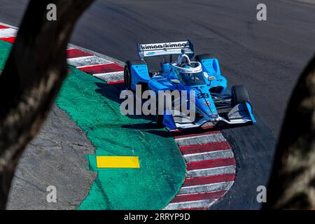 Monterey, KALIFORNIEN, USA. September 2023. Der INDYCAR-Fahrer DEVLIN DeFRANCESCO (29) aus Toronto, Kanada, reist während einer Trainingseinheit für den Firestone Grand Prix von Monterey auf dem WeatherTech Raceway Laguna Seca in Monterey, KALIFORNIEN, durch die Kurven. (Bild: © Riley S Bridges Grindstone Media/ASP) NUR REDAKTIONELLE VERWENDUNG! Nicht für kommerzielle ZWECKE! Stockfoto