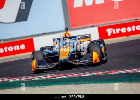 Monterey, KALIFORNIEN, USA. September 2023. Der INDYCAR-Fahrer PATO OWARD (5) aus Monterey, Mexiko, reist während einer Trainingseinheit für den Firestone Grand Prix von Monterey auf dem WeatherTech Raceway Laguna Seca in Monterey, KALIFORNIEN, durch die Kurven. (Bild: © Kenneth L Weisenberger Grindston/ASP) NUR REDAKTIONELLE VERWENDUNG! Nicht für kommerzielle ZWECKE! Stockfoto