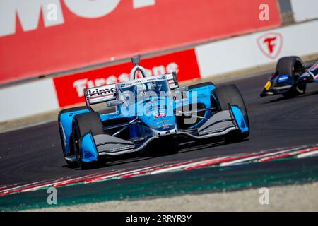 Monterey, KALIFORNIEN, USA. September 2023. Der INDYCAR-Fahrer DEVLIN DeFRANCESCO (29) aus Toronto, Kanada, reist während einer Trainingseinheit für den Firestone Grand Prix von Monterey auf dem WeatherTech Raceway Laguna Seca in Monterey, KALIFORNIEN, durch die Kurven. (Bild: © Kenneth L Weisenberger Grindston/ASP) NUR REDAKTIONELLE VERWENDUNG! Nicht für kommerzielle ZWECKE! Stockfoto