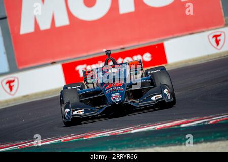 Monterey, KALIFORNIEN, USA. September 2023. Der INDYCAR-Fahrer CHRISTIAN LUNGAARD (45) aus Hedensted, Dänemark, reist durch die Kurven während eines Trainings für den Firestone Grand Prix von Monterey auf dem WeatherTech Raceway Laguna Seca in Monterey, KALIFORNIEN. (Bild: © Kenneth L Weisenberger Grindston/ASP) NUR REDAKTIONELLE VERWENDUNG! Nicht für kommerzielle ZWECKE! Stockfoto