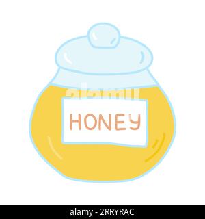 Glasglas mit Honig, Doodle-Stil flache Vektor-Illustration Stock Vektor