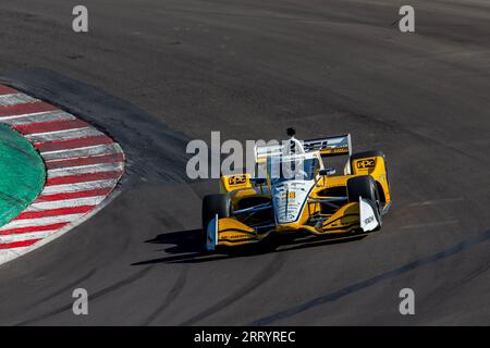 Monterey, KALIFORNIEN, USA. September 2023. SCOTT MCLAUGHLIN (3) aus Christchurch, Neuseeland, reist während einer Trainingseinheit für den Firestone Grand Prix von Monterey auf dem WeatherTech Raceway Laguna Seca in Monterey, KALIFORNIEN, durch die Kurven. (Bild: © Riley S Bridges Grindstone Media/ASP) NUR REDAKTIONELLE VERWENDUNG! Nicht für kommerzielle ZWECKE! Stockfoto