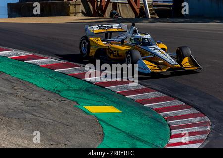 Monterey, KALIFORNIEN, USA. September 2023. SCOTT MCLAUGHLIN (3) aus Christchurch, Neuseeland, reist während einer Trainingseinheit für den Firestone Grand Prix von Monterey auf dem WeatherTech Raceway Laguna Seca in Monterey, KALIFORNIEN, durch die Kurven. (Bild: © Riley S Bridges Grindstone Media/ASP) NUR REDAKTIONELLE VERWENDUNG! Nicht für kommerzielle ZWECKE! Stockfoto