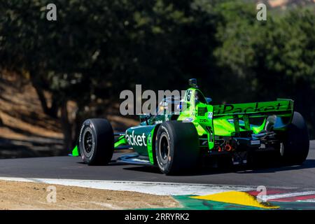 Monterey, KALIFORNIEN, USA. September 2023. GRAHAM RAHAL (15) aus New Albany, Ohio, reist während einer Trainingseinheit für den Firestone Grand Prix von Monterey auf dem WeatherTech Raceway Laguna Seca in Monterey, KALIFORNIEN, durch die Kurven. (Bild: © Riley S Bridges Grindstone Media/ASP) NUR REDAKTIONELLE VERWENDUNG! Nicht für kommerzielle ZWECKE! Stockfoto