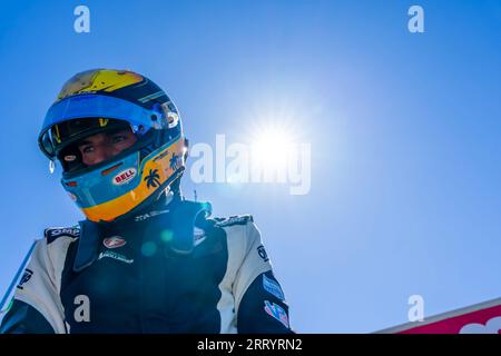 Monterey, KALIFORNIEN, USA. September 2023. INDYCAR NXT von MATT BRABHAM (76) aus Indianapolis, Indiana, bereitet sich auf das Training für den Firestone Grand Prix von Monterey auf dem WeatherTech Raceway Laguna Seca in Monterey vor. (Bild: © Walter G Arce SR Grindstone Medi/ASP) NUR REDAKTIONELLE VERWENDUNG! Nicht für kommerzielle ZWECKE! Stockfoto