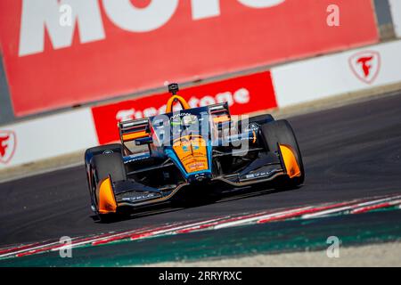 Monterey, KALIFORNIEN, USA. September 2023. Der INDYCAR-Fahrer PATO OWARD (5) aus Monterey, Mexiko, reist während einer Trainingseinheit für den Firestone Grand Prix von Monterey auf dem WeatherTech Raceway Laguna Seca in Monterey, KALIFORNIEN, durch die Kurven. (Bild: © Kenneth L Weisenberger Grindston/ASP) NUR REDAKTIONELLE VERWENDUNG! Nicht für kommerzielle ZWECKE! Stockfoto