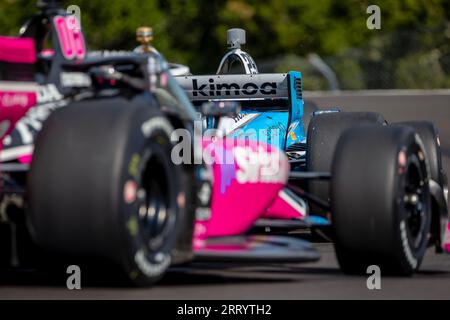 Monterey, KALIFORNIEN, USA. September 2023. Der INDYCAR-Fahrer DEVLIN DeFRANCESCO (29) aus Toronto, Kanada, reist während einer Trainingseinheit für den Firestone Grand Prix von Monterey auf dem WeatherTech Raceway Laguna Seca in Monterey, KALIFORNIEN, durch die Kurven. (Bild: © Kenneth L Weisenberger Grindston/ASP) NUR REDAKTIONELLE VERWENDUNG! Nicht für kommerzielle ZWECKE! Stockfoto