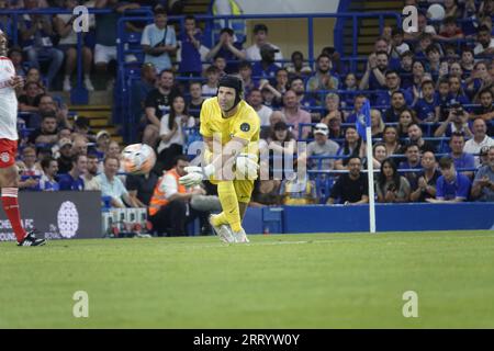 Fulham, London, Großbritannien. September 2023. Szenen im Stamford Bridge Stadium, in denen der Chelsea Football Club „Legends“ in einem Spiel für wohltätige Zwecke die „LegendsÕ of Europe“ – den FC Bayern München – antreten wird, um an ihren früheren Manager Gianluca Vialli zu erinnern. OPS: Petr Cech Credit: Motofoto/Alamy Live News Stockfoto