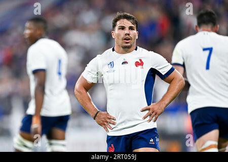 Paris, Frankreich. September 2023. Antoine Dupont während des RWC-Spiels der Rugby-Weltmeisterschaft 2023 zwischen Frankreich und Neuseeland All Blacks am 8. September 2023 im Stade de France in Saint-Denis bei Paris. Quelle: Victor Joly/Alamy Live News Stockfoto