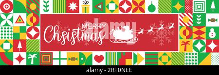 Winter weihnachtsbanner mit Schneeflocke .Weihnachtstext kalligraphische Schrift Vektor und Kiefer Silhouetten Illustration. Stock Vektor