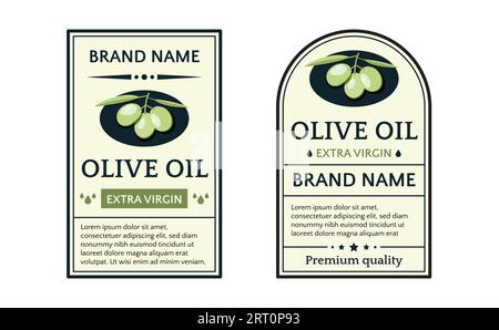 Etikettenset mit extra nativem Olivenöl Stock Vektor