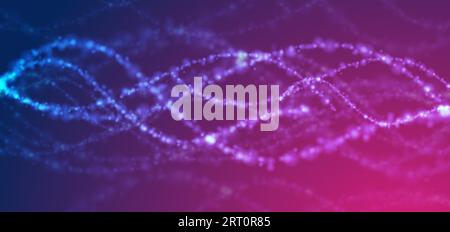 Blau-violettes Konzept glänzender abstrakter DNA-Hintergrund. Glitzerndes Grafikdesign mit Glitzereffekt. Vektorillustration Stock Vektor