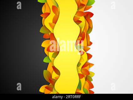 Abstrakter Firmenherbstjahresjahreshintergrund mit Blättern und Wellen. Vektordesign Stock Vektor