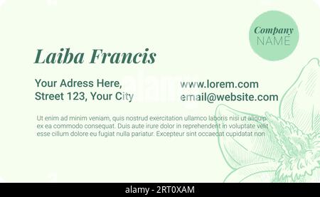 Elegantes Design von Anzeigen oder Broschüren mit Kontaktinformationen, Textflächen und Firmenlogo. Organisation mit professionellem Service. Visitenkarte Stock Vektor