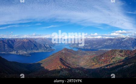 Panoramablick auf den Comer See, Luftansicht, Herbst, europa Stockfoto