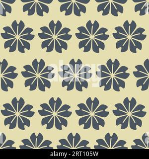 Blühende Blumen, blühende Botanik, Blüten von saisonalen Frühlings- oder Sommerpflanzen. Minimalistisches, schlichtes Design für Verzierung oder Dekoration. Nahtloses Patter Stock Vektor