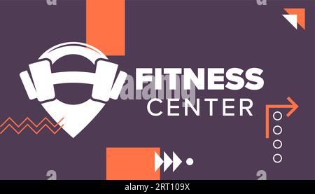 Fitnessstudio, Visitenkarte des Fitnessstudios mit Logo Stock Vektor