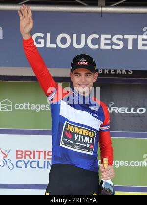 Gloucester, Vereinigtes Königreich. September 2023. Der belgische Radfahrer Wout van Aert vom Team Jumbo-Vista auf der Tour of Britain. Stockfoto