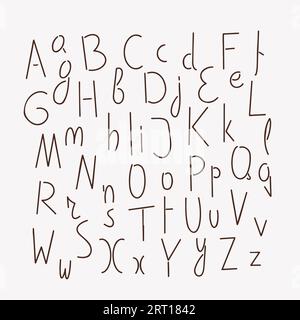 Dünne gerissene Buchstaben. Handgezeichnete Buchstaben. Stock Vektor