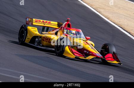 September 2023 Monterey, CA, USA Andretti Autosport-Fahrer Romain Grosjean (28) aus Frankreich kommt in Runde 5 während des Firestone Grand Prix von Monterey IndyCar Practice 2 auf dem WeatherTech Raceway Laguna Seca Monterey, CA Thurman James/CSM Stockfoto