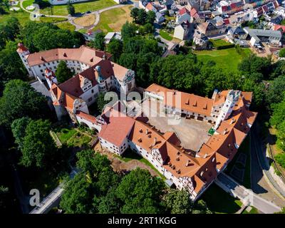 Schloss Hinterglauchau ist eine Renaissanceschloss in Glauchau im Westen Sachsens. Sie wurde ab 1470 auf dem Gelände einer um 1170 errichteten Burg errichtet Stockfoto